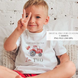 Red Tractor T-shirt PNG Cut file, Sublimation Print file, Birthday Balloons 2nd Birthday Boy Shirt, Birthday Racing Party, Custom T-shirts