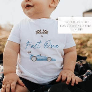 Race Car 1st Birthday PNG: Blue Vintage Design (Digital Download)