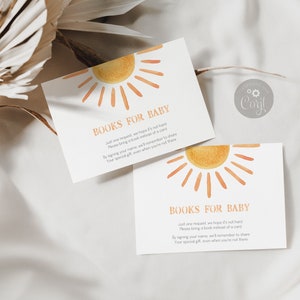 Little Sunshine Books für Baby Karte, bearbeitbare Boho Sun Gender Neutral Baby Shower SOFORTIGER digitaler DOWNLOAD, druckbare Datei