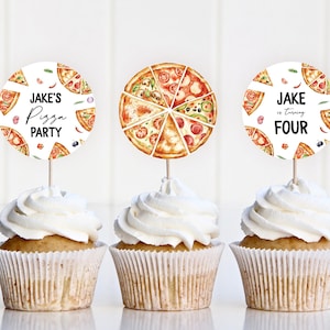 Editable Pizza Cupcake Toppers, Pizza Making Birthday Party Decor ...
