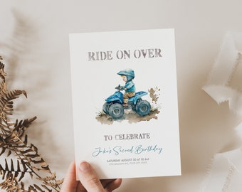 4 Wheeler Blue ATV Birthday Invitation, Editable Boy Birthday Invite | Bike Invite Fast Download Printable File