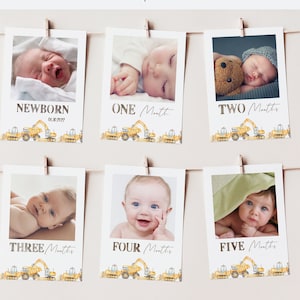 Construction Truck 1st Year Photo Banner: Milestone Birthday (Digital Download)