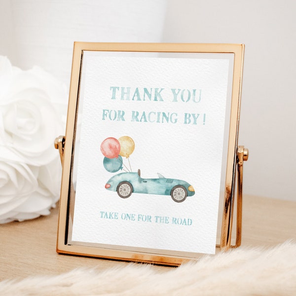 Take one for the road Favors Sign | Ready to Print Blue Race Car Balloons  Birthday Party Decorations Racer Favor Sign INSTANT DOWNLOAD