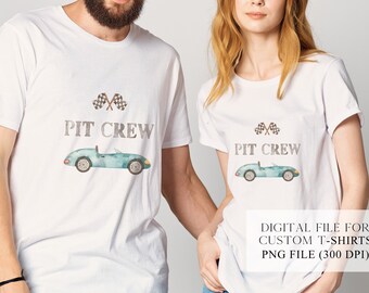 Blue Race Car Pit Crew PNG: Birthday T-Shirt Design (Digital Download)