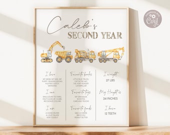 Cartel de cumpleaños número 2 de la construcción: Póster de fiesta de camiones (descarga digital)