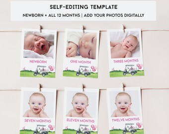 Golf 1st Birthday Photo Banner: Editable Milestone Bunting (Digital Print)