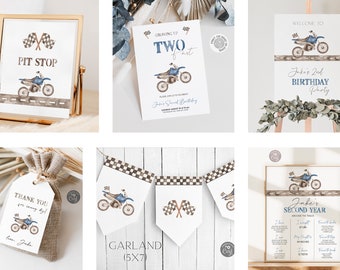 Two Fast Dirt Bike 2nd Birthday Invitation Bundle (Digital Download)