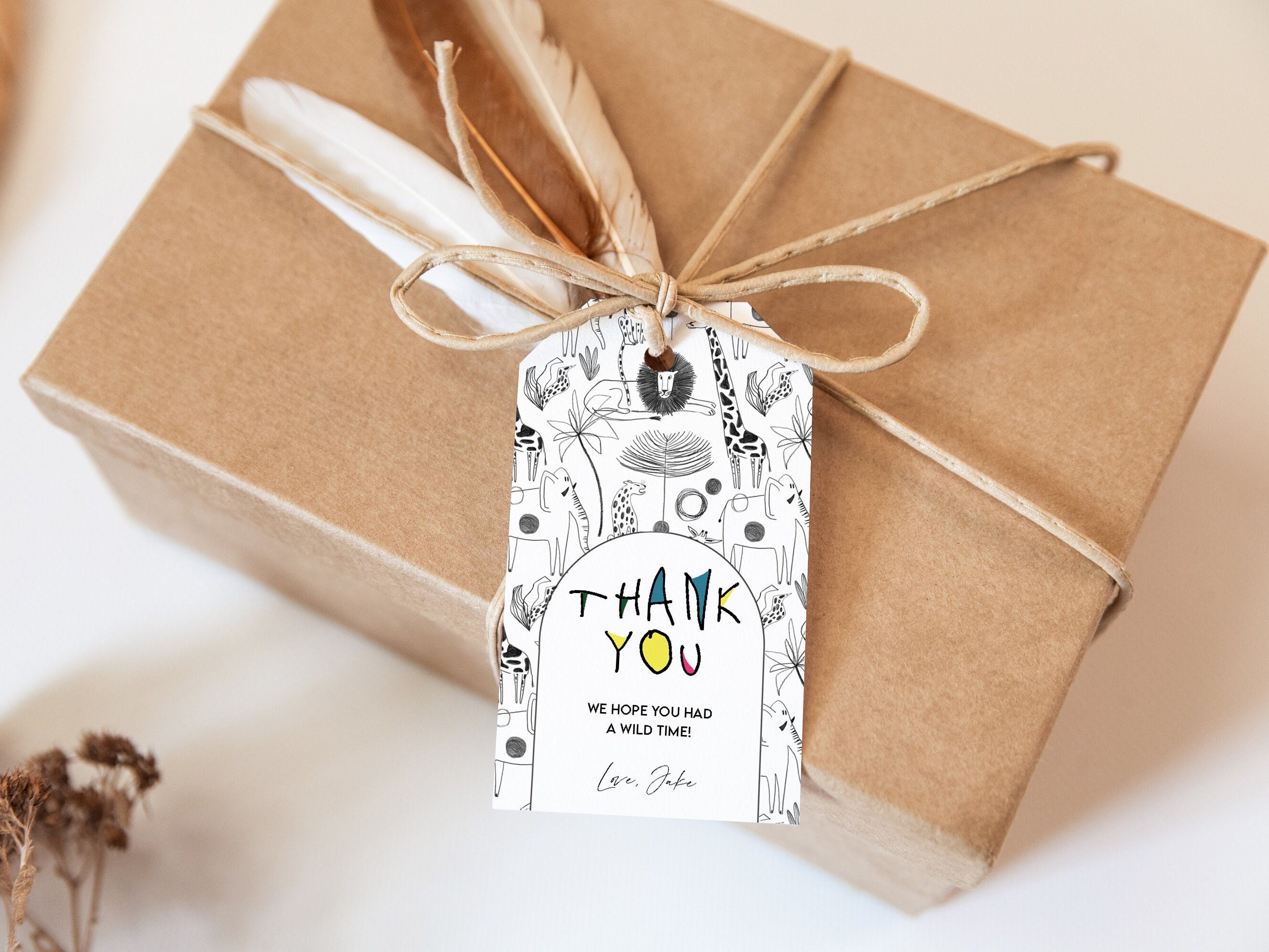 Minimalist Safari Thank You Tags: Jungle Party Favors (Digital Download)