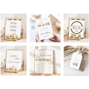 Editable Construction Truck 3rd Birthday Party Bundle (Digital Download)