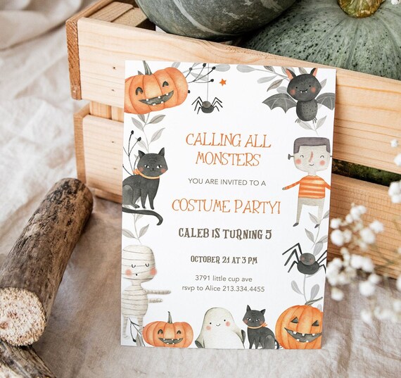 Halloween Birthday Party Invitation Editable Calling All Etsy