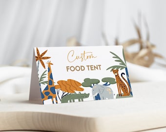Editable Safari Food Label Place Card: Jungle Animals Birthday (Instant Download)
