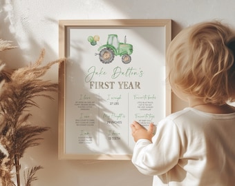 Letrero de cumpleaños de tractor verde: Decoración para fiesta de granja (descarga digital)