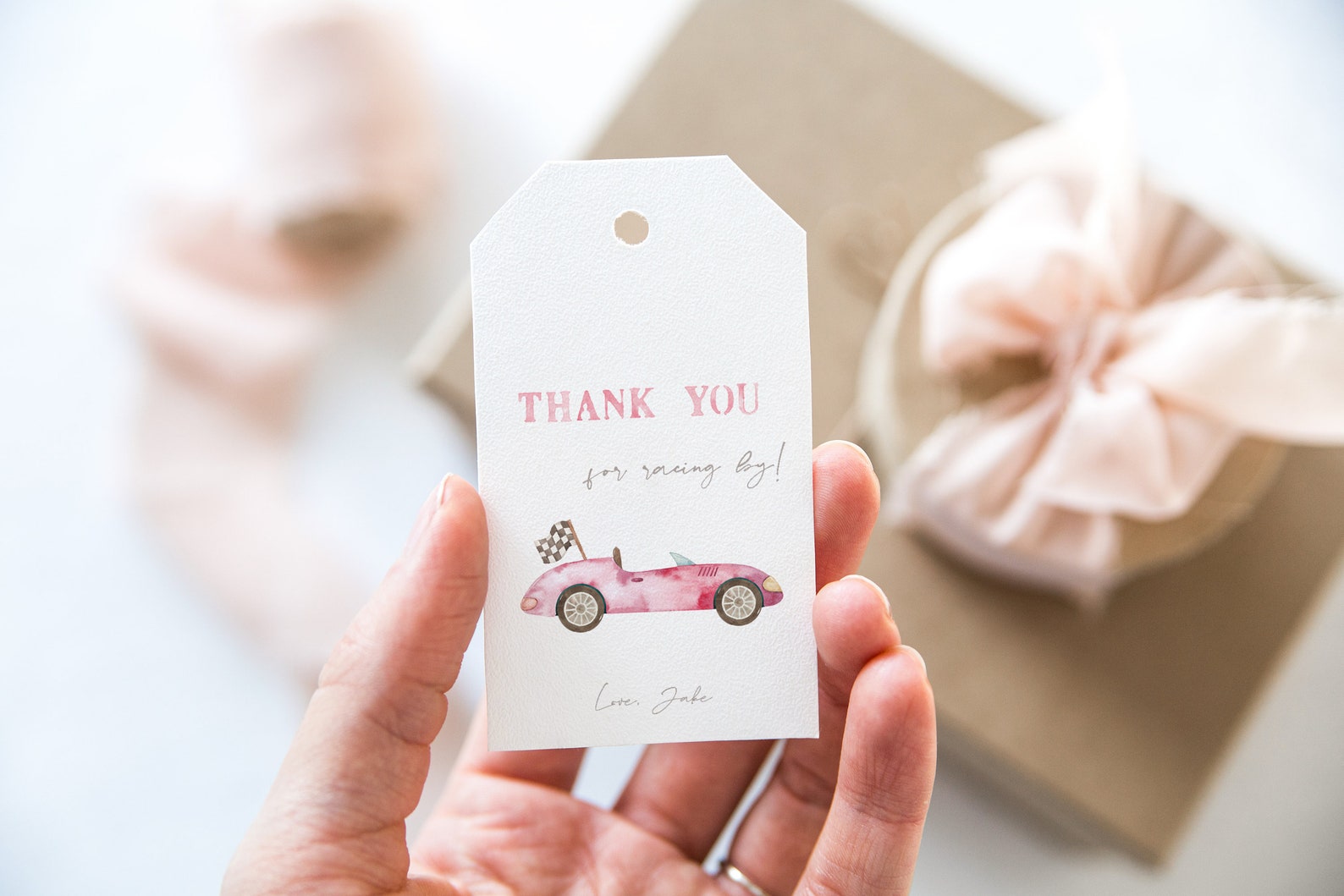Editable Race Car Birthday Thank You Tags Vintage Car - Etsy