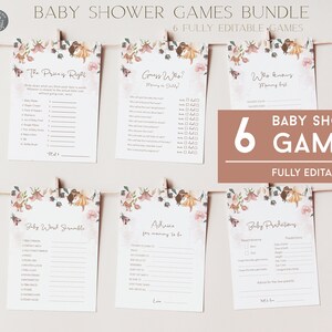Fairy Baby Shower Games Bundle: Floral Garden, Editable Template (Digital)