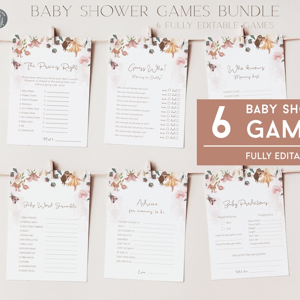 Fairy Baby Shower Games Bundle Fairy Garden Floral Enchanted Baby Sprinkle Yard Games Printable Template Editable Games Package Corjl