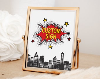 Superhero Birthday Party Sign: Custom Comics Theme (Digital Download)