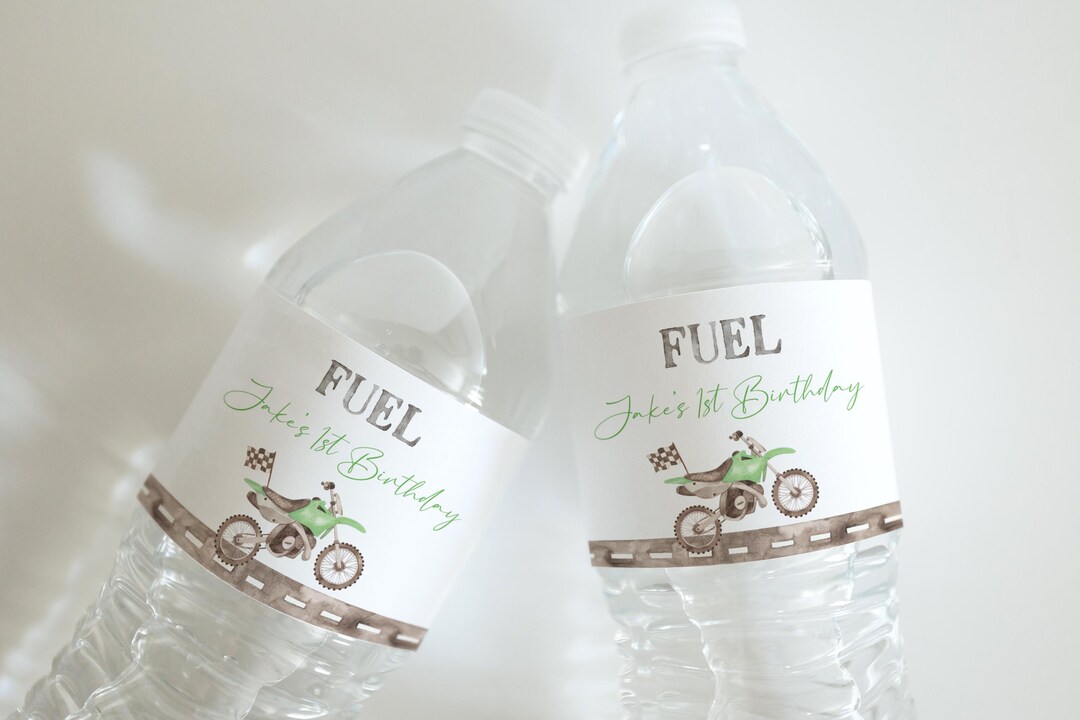 Lime Green Bike Water Bottle Label, Editable Racing Kawasaki Bike ...