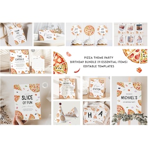Editable Pizza Birthday Party Bundle: Printable Decor (Instant Download)