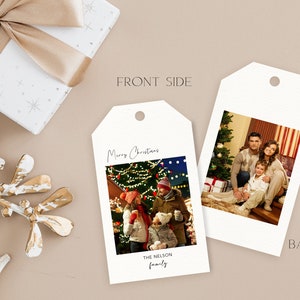 Étiquettes photo de Noël recto-verso | Étiquettes de Noël personnalisées | Étiquette cadeau de Noël | Étiquettes-cadeaux photo | Téléchargement numérique imprimable