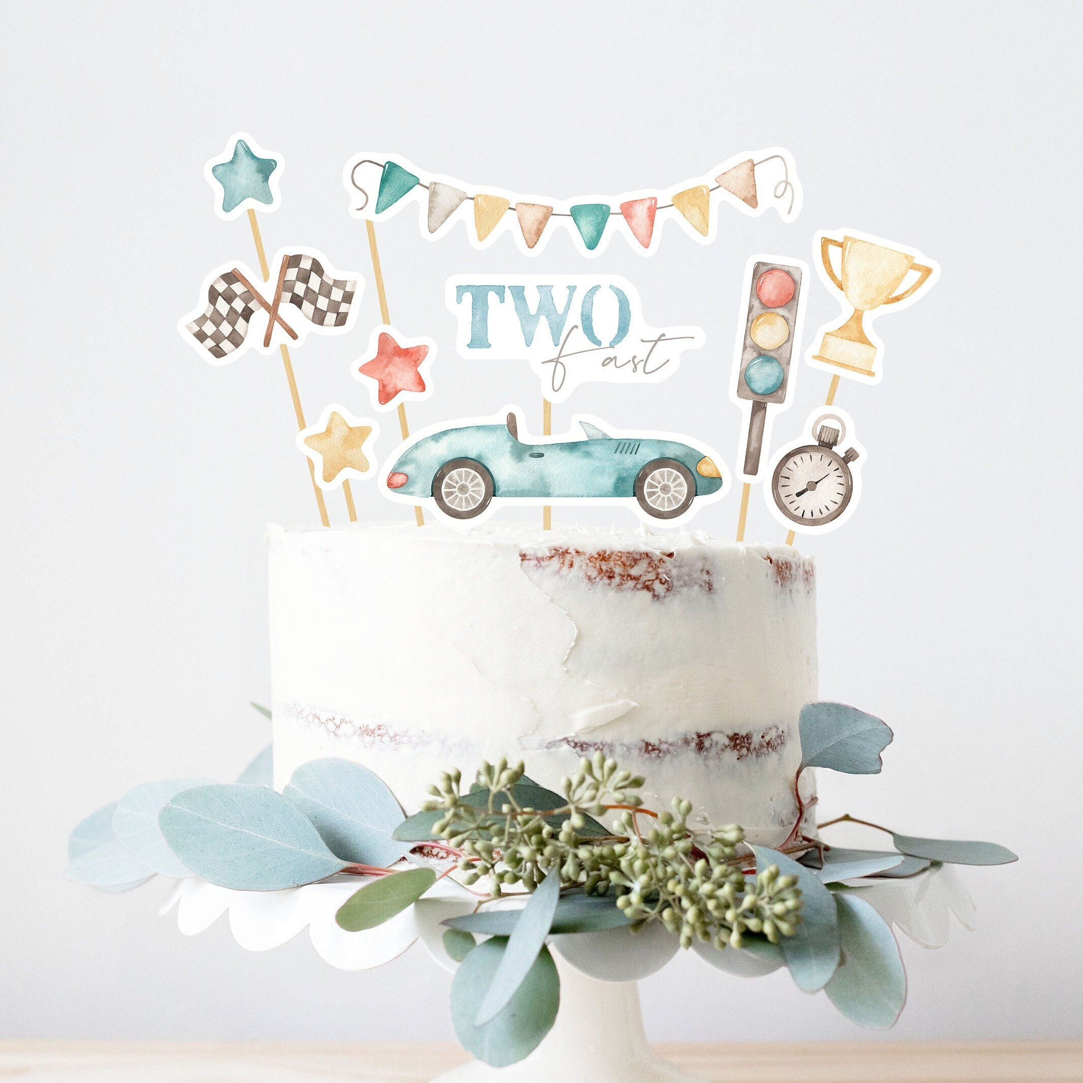 OSNIE Two Fast Wooden Table Centerpieces Let's Go Racing Party...