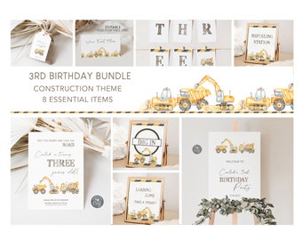 Construction Truck Birthday Party Bundle: Editable Templates (Digital Download)