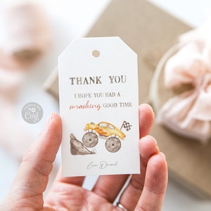 Editable Monster Truck Favor Tags: Birthday Thank You (Instant Download)