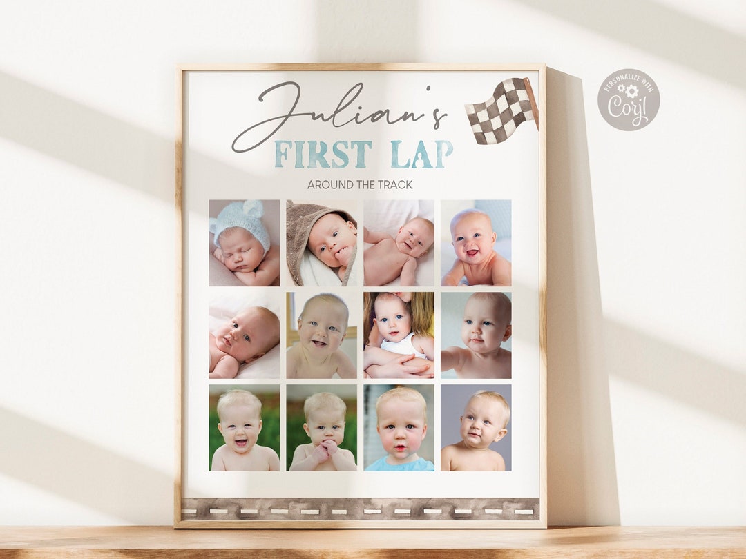 Printable One Year of Photo Poster Template, Race Car Theme 1st ...