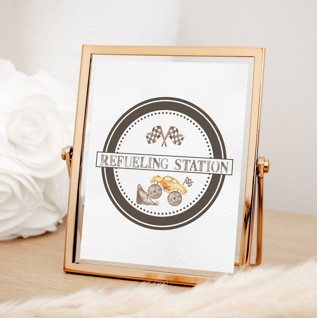 Printable Monster Trucks Refueling Sign Yellow Monster Jam Party ...