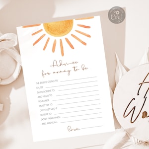 Sunshine Baby Shower Games, Consejos para mamá, Boho Sun Gender Neutral Baby Sprinkle Games, Plantilla editable, Descarga digital