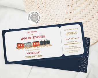Polar Express Birthday Invitation: Train Ticket Template (Digital Download)