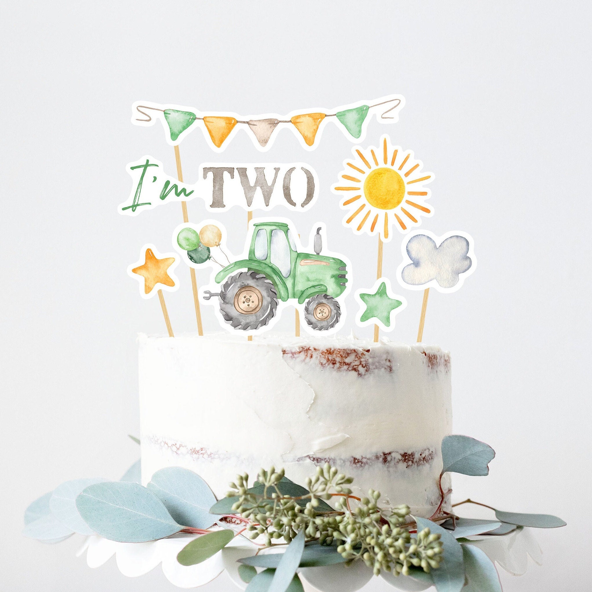 Striscione Di Compleanno A Tema Trattore – Decorazione Per Feste Baby Shower E Compleanni – 17 Bandiere Glitterate 3m