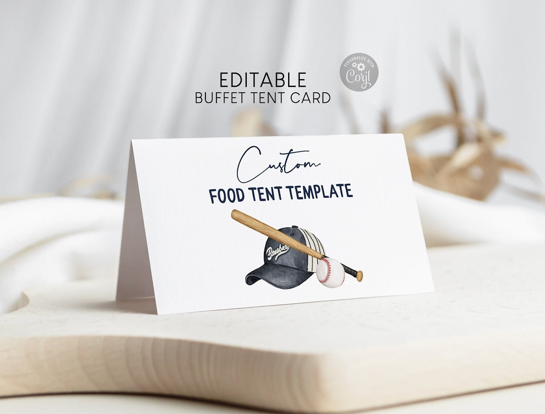 Editable Baseball Food Tent Card, Printable Sport Theme Folded Food ...