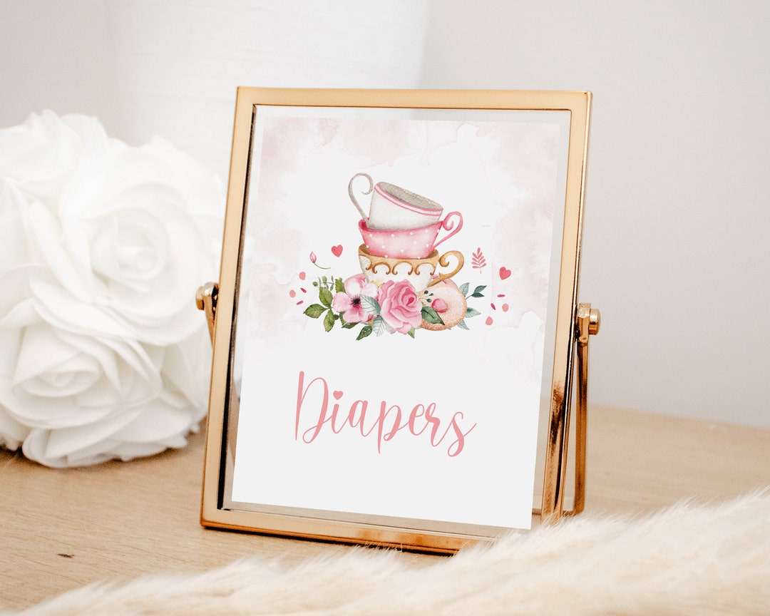 Tea Party Diaper Raffle Sign: Editable Baby Shower Game (digital ...