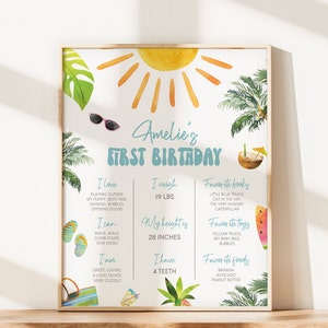 One in the Sun Birthday Milestone Sign: Summer Beach Theme (Printable INSTANT DOWNLOAD)