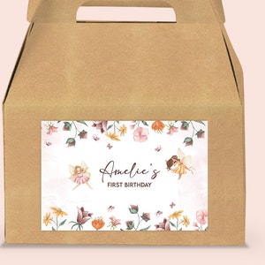 Fairy Birthday Gable Box Label: Floral Treat Box (Editable, Printable)