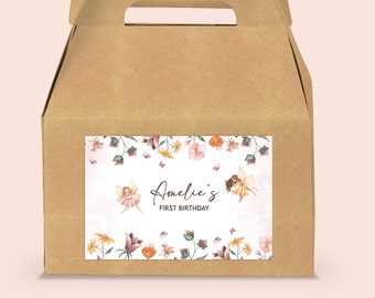 Fairy Birthday Gable Box Label: Floral Treat Box (Editable, Printable)