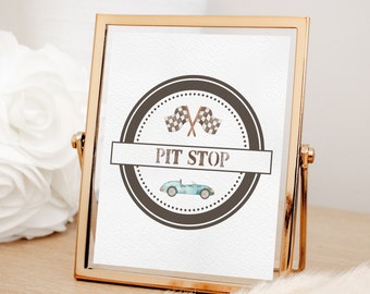 Pit Stop Sign: Race Car Birthday Party Decor (Digital Download)