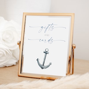 Anker Geschenke Geburtstagsparty Schild, Geschenke und Karten Schild Nautische Marine Themen Schild, sofortiger digitaler Download