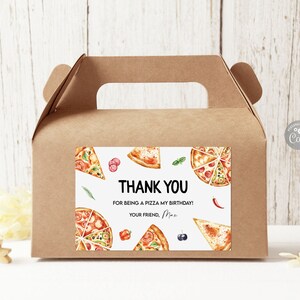 Druckbare Pizza Party Giebel Box Etikett: Bearbeitbare Geschenkbox (Digitaler Download)