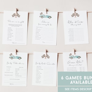 Blue Race Car Baby Shower Games Bundle, Vintage Race Car Shower Yard Games,  Printable Template Editable Yard Games Package Corjl