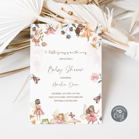 Editable Fairy Baby Shower Invitation Template Set A Little - Etsy
