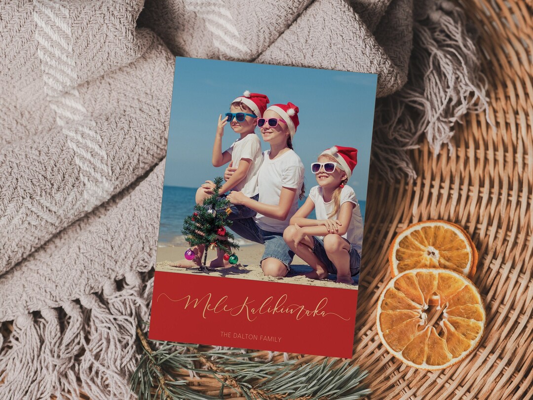 Mele Kalikimaka Holiday Photo Card Printable Hawaiian Etsy