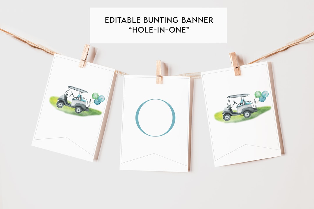 Printable Golf-in-one Birthday Banner, Editable Golfing Master Happy ...