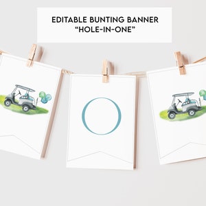 Wydrukuj baner urodzinowy Golf-In-One, edytowalny szablon znaku urodzinowego Golfing Master, baner urodzinowy, pobieranie cyfrowe