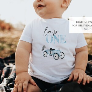 Race Car 1st Birthday PNG: Blue Lap ONE Design (Digital Download)