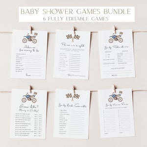Dirt Bike Baby Shower Games Bundle: Editable Racing Theme (Digital Download)