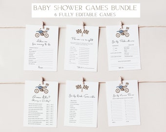 Dirt Bike Baby Shower Games Bundle: Editable Racing Theme (Digital Download)