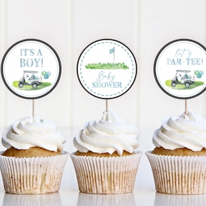 To chłopiec Golf Theme Baby Shower Cupcake Toppers, Baby Sprinkle Cupcake Decorations, Cupcake Tops, Instant Digital Download
