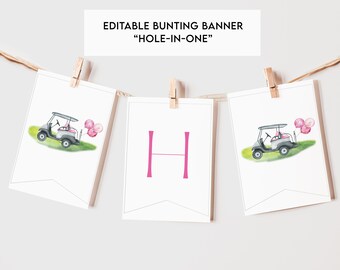 Editable Pink Golf Birthday Banner: Printable Party Decor (Digital Download)