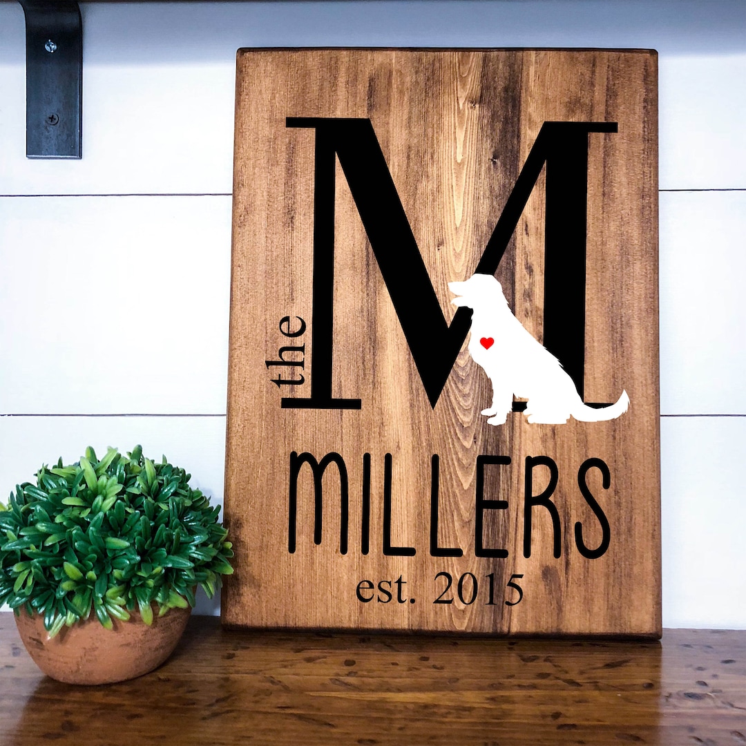 Last Name Hand Painted Stained Wood Sign, Housewarming Gift, Wedding ...